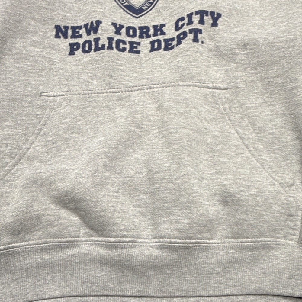 NYPD Men's Gray Pullover Hoodie Fleece Graphic Logo Pockets Drawstring M - Picture 6 of 13